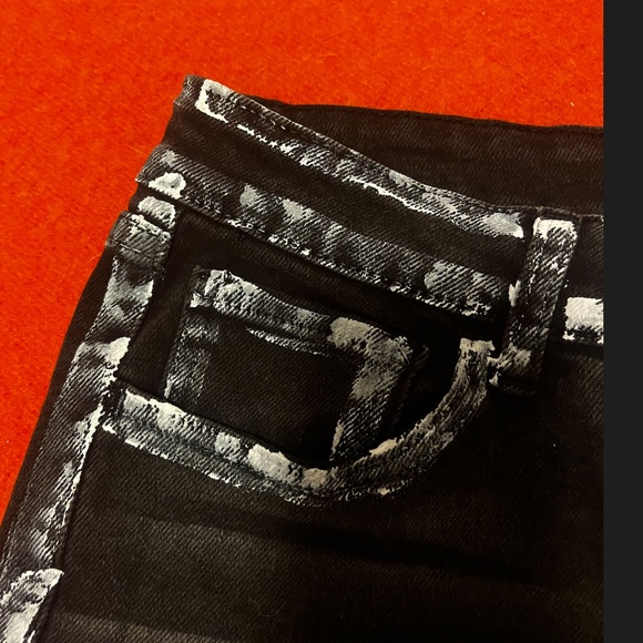 Vibrant M.I.U black with painted white bands and crossover waist jeans NWT - Picture 9 of 14